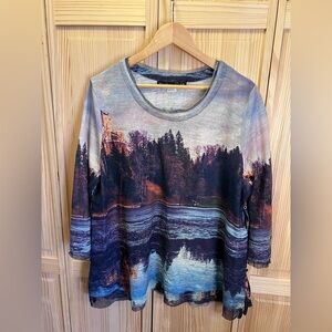 Clothes Head Tunic Multi-colored Outdoor Print 3/4 Length Sleeve Women’s Size XL